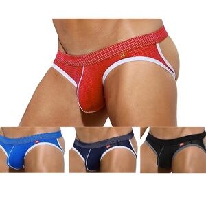 3 Jockstraps Set - Red, Navy, Blue, & Black